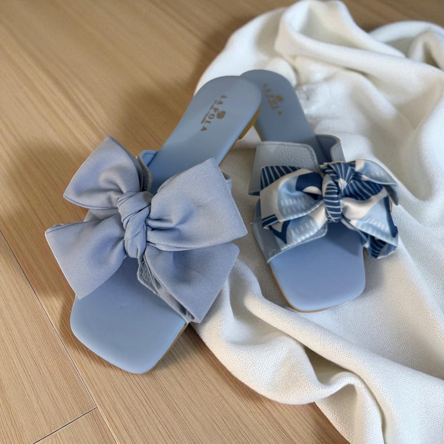 Leather Sandal Bow Baby Blue