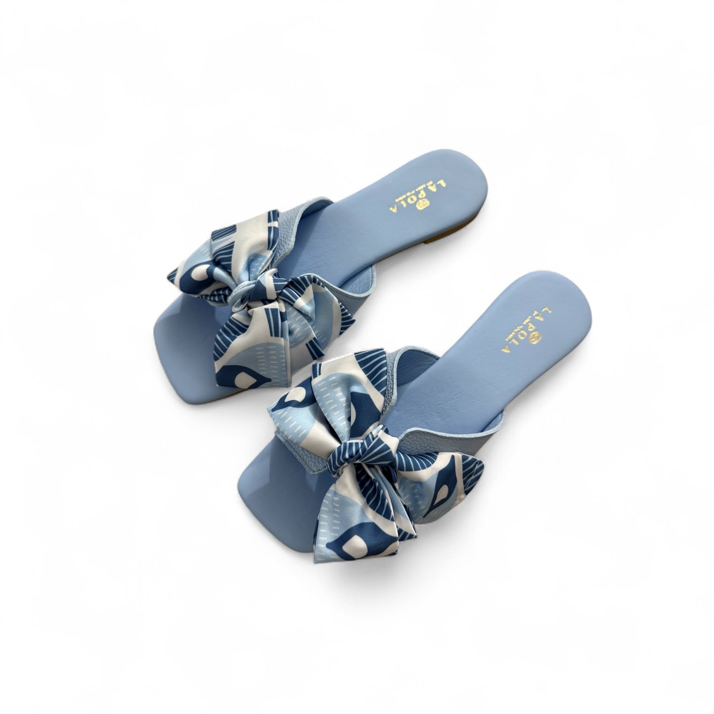 Leather Sandal Bow Baby Blue
