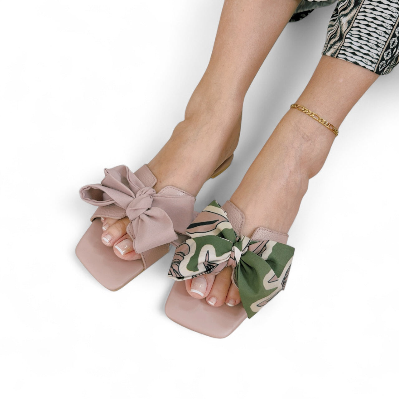 Leather Sandal Bow Vintage Pink