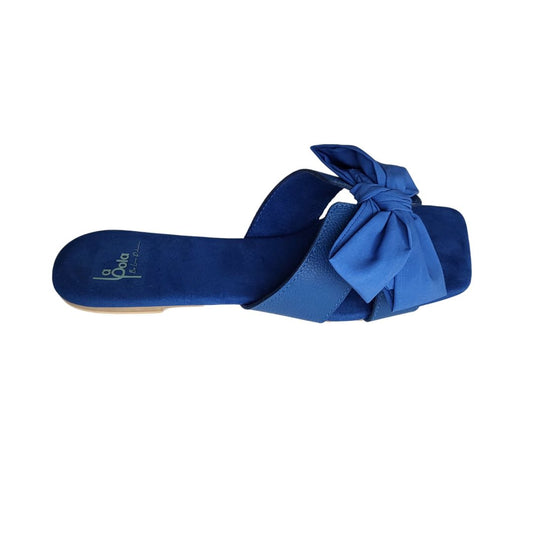 Leather Sandal Bow Navy