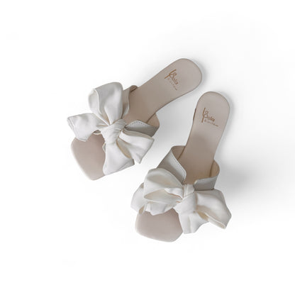 Leather Sandal Bow Ivory