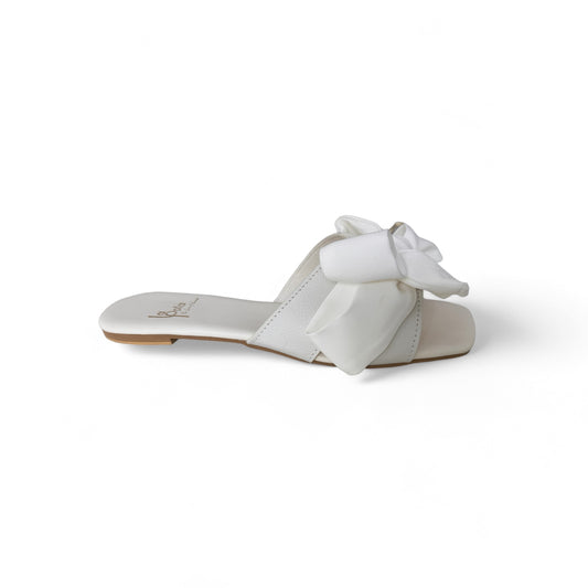 Leather Sandal Bow Ivory