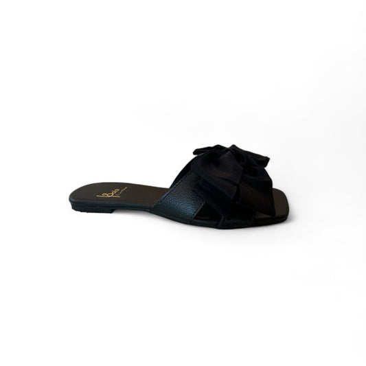 Leather Sandal Bow Black