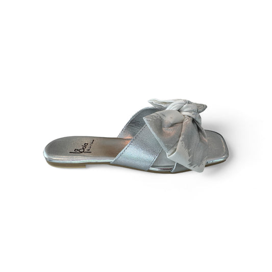 Leather Sandal Bow Silver