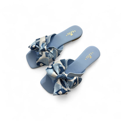 Leather Sandal Bow Baby Blue