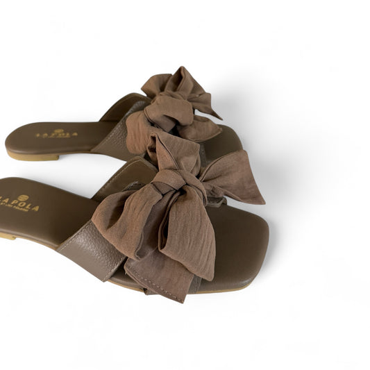 Leather Sandal Bow Moccha