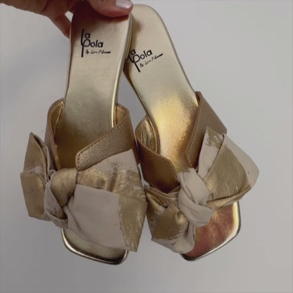 Leather Sandal Bow Gold